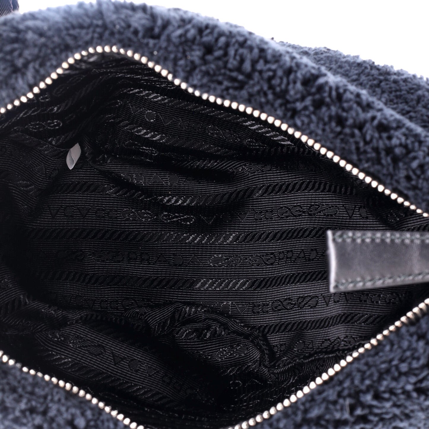 Prada Triangle Logo Zip Crossbody Bag Terry Cloth Small