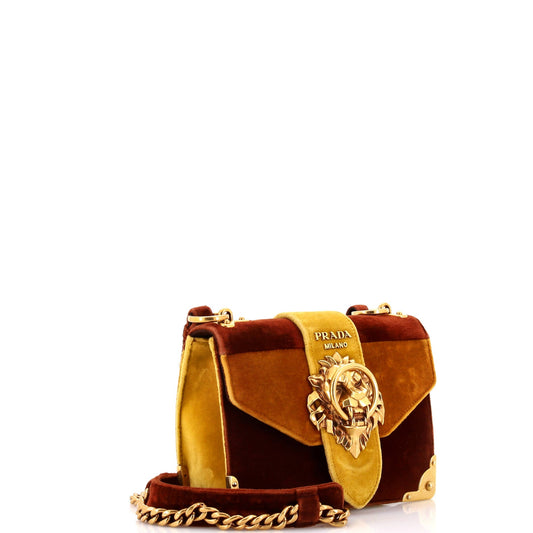 Prada Animalier Cahier Convertible Shoulder Bag Velvet Small