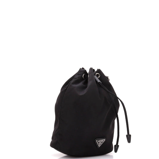 Prada Drawstring Wristlet Bucket Bag Tessuto Small