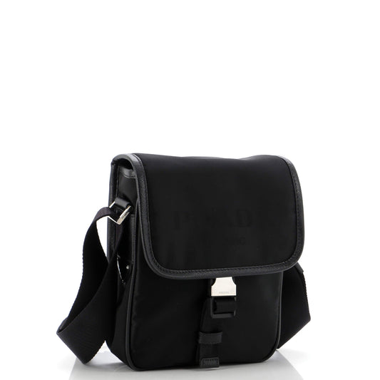 Prada Logo Flap Messenger Tessuto Mini