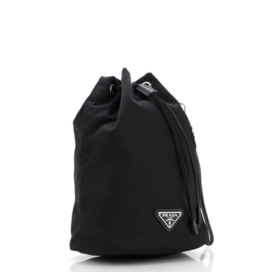 Prada Drawstring Wristlet Bucket Bag Tessuto Small