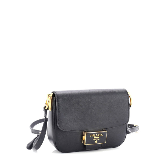 Prada Embleme Flap Bag Saffiano Leather Small