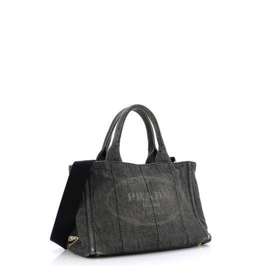 Prada Canapa Convertible Tote Denim Mini