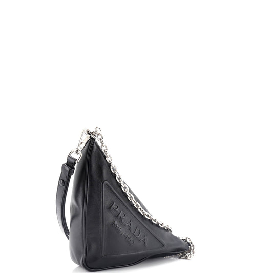 Prada Triangle Logo Zip Crossbody Bag Embossed Grace Lux Small