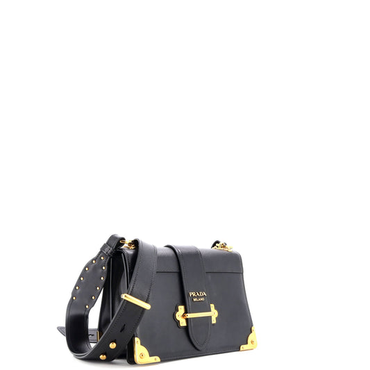 Prada Cahier Crossbody Bag Leather and Saffiano Leather Large