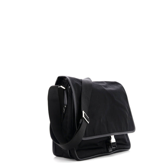 Prada Impunturato Buckle Flap Messenger Bag Quilted Tessuto Small