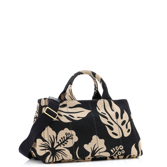 Prada Canapa Tote Printed Canvas Large