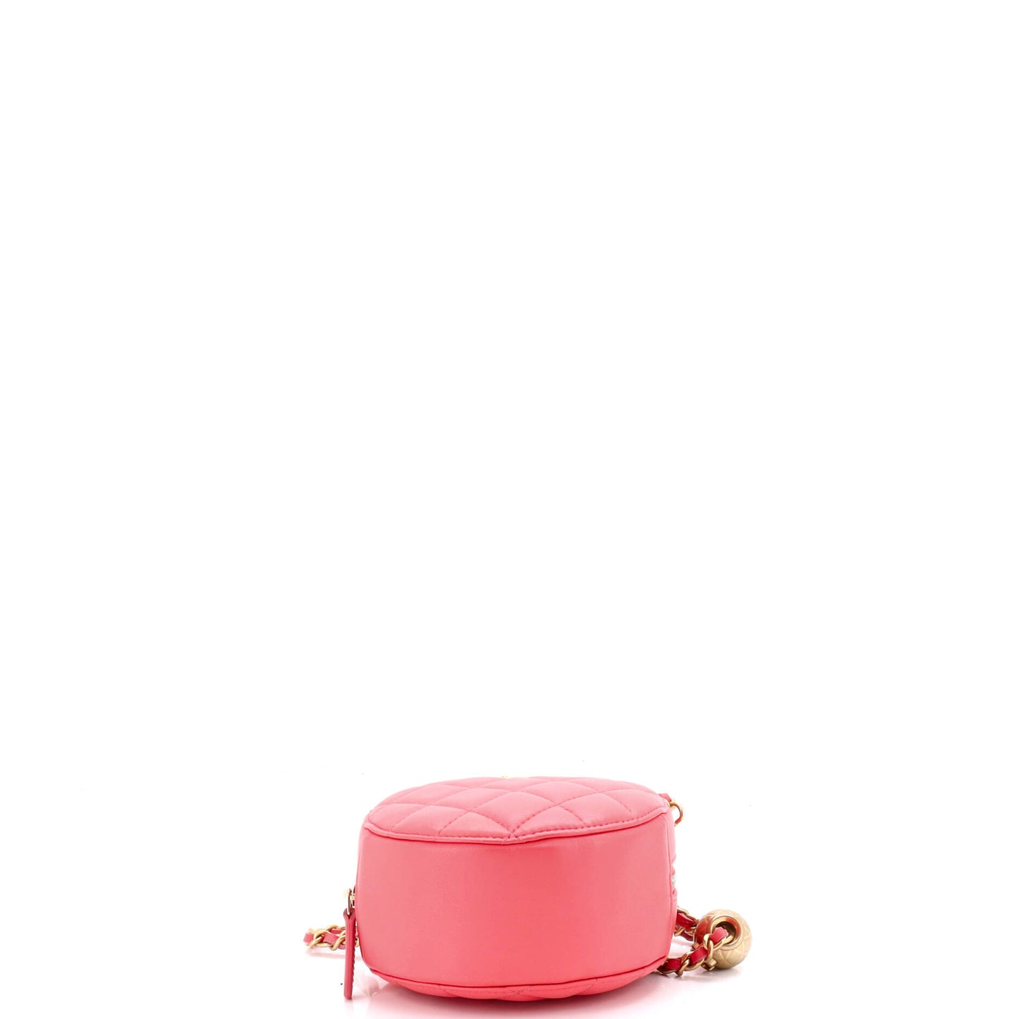 シャネル パール クラッシュ ラウンド クラッチ チェーン キルティング ラムスキン