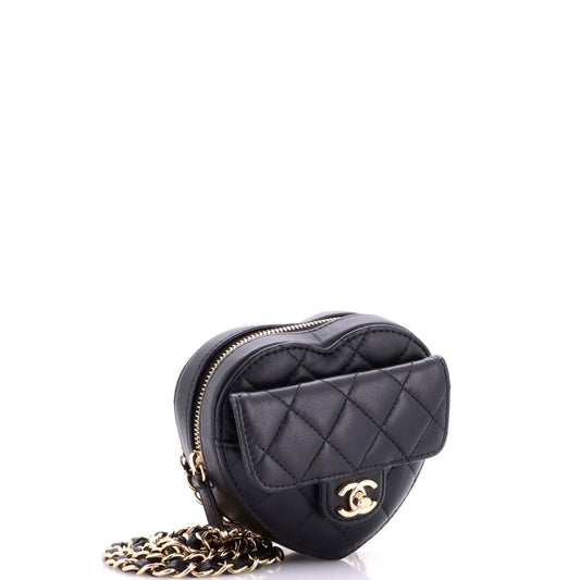シャネル CC イン ラブ ハート ベルトバッグ キルティング ラムスキン