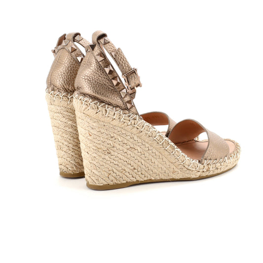 ヴァレンティノ ガラヴァーニ レディース ロックスタッズ ウェッジ エスパドリーユ サンダル レザー