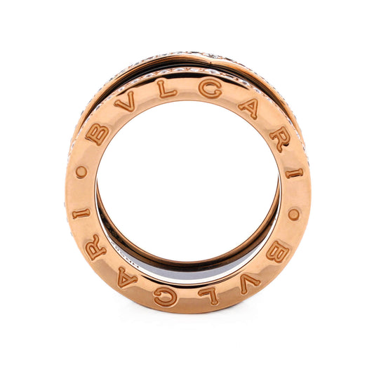 ブルガリ B.Zero1 スリーバンドリング 18Kローズゴールド&セラミック ダイヤモンド