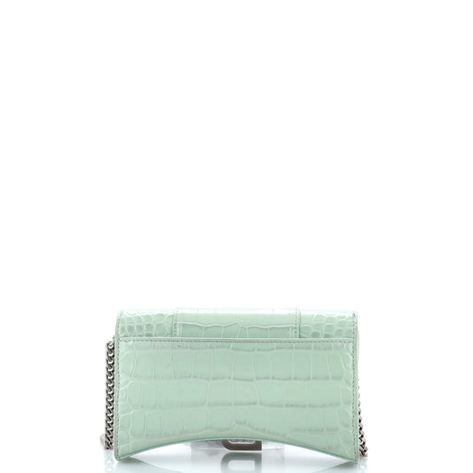 バレンシアガ アワーグラス チェーンウォレット クロコダイルエンボスレザー