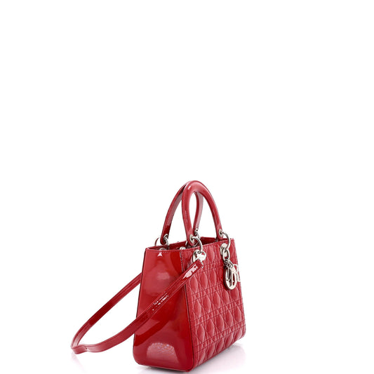 Christian Dior Lady Dior Cannage Quilted Enamel Medium Bag