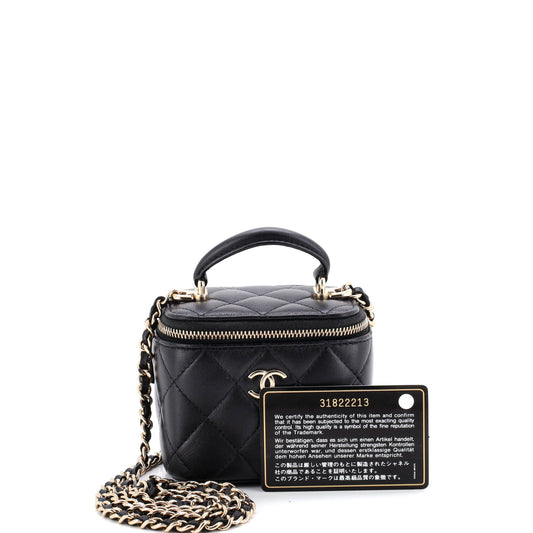 Chanel Classic Top Handle Vanity Case with Chain, Quilted Lambskin, Mini