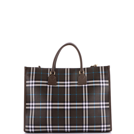 バーバリー フレイヤ ショッピングトート チェック コーティングキャンバス レザー ミディアム