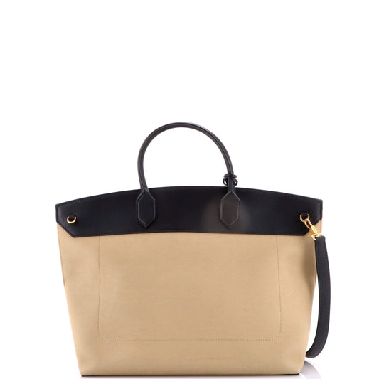 バーバリー ソサエティ トップハンドルバッグ キャンバス レザー ラージ