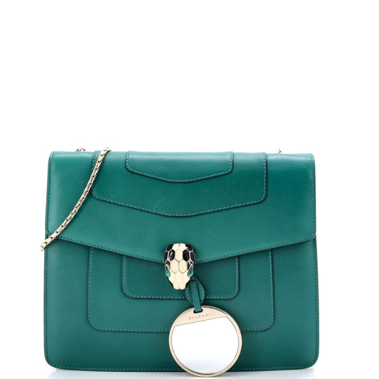 Bvlgari Serpenti Forever Square Leather Shoulder Bag, Medium
