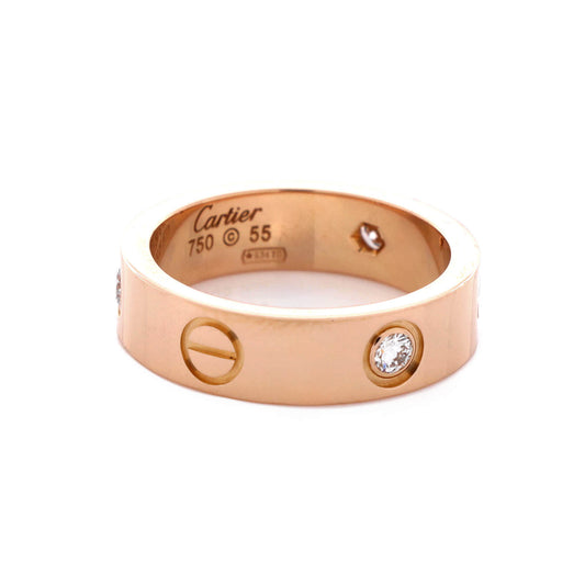 カルティエ ラブ 3ダイヤモンド バンドリング 18Kローズゴールド ダイヤモンド付き