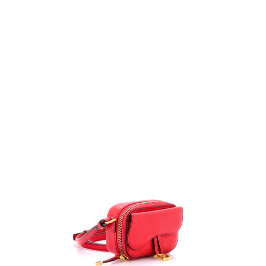 Christian Dior Saddle Shoulder Strap Pouch, Mini, Goatskin
