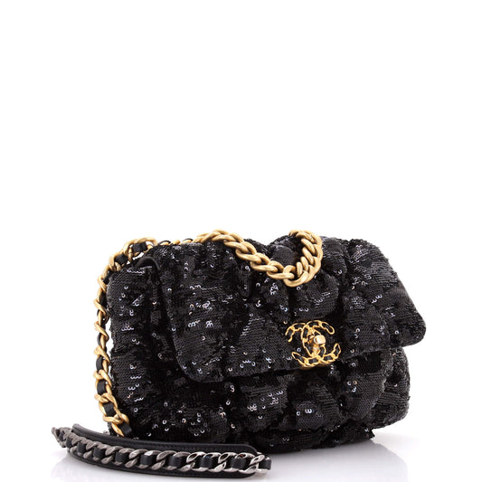Chanel 19 Quilted Sequined Flap Bag, Medium