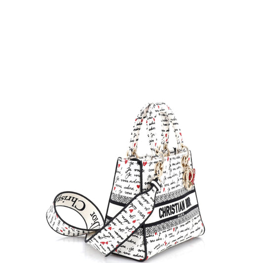 Christian Dior Lady D-Lite Bag, Medium, Embroidered Canvas