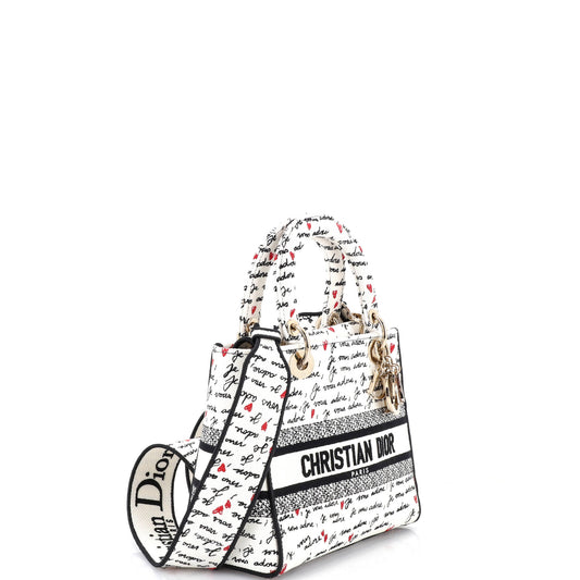 Christian Dior Lady D-Lite Bag, Medium, Embroidered Canvas