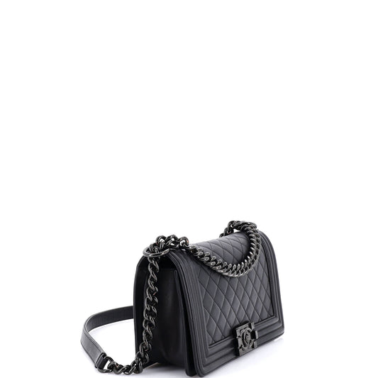 Chanel So Black Boy Flap Bag in Quilted Lambskin, Old Medium