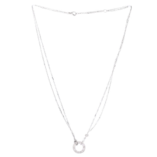 カルティエ 2ダイヤモンド ラブペンダントネックレス 18Kホワイトゴールド ダイヤモンド付き