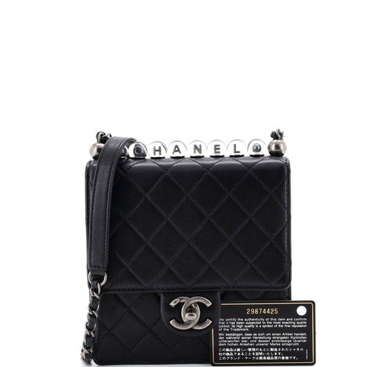 Chanel Chic Pearl Flap Bag, Quilted Goatskin with Acrylic Beads, Mini