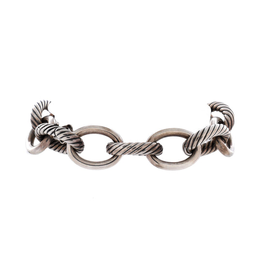 David Yurman Oval Link Bracelet in Sterling Silver and 18K Yellow Gold, Extra Large