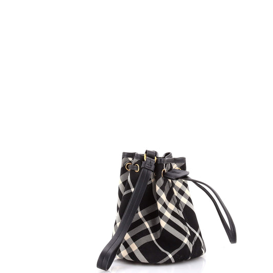 Burberry Wristlet Bucket Bag Check Canvas Mini