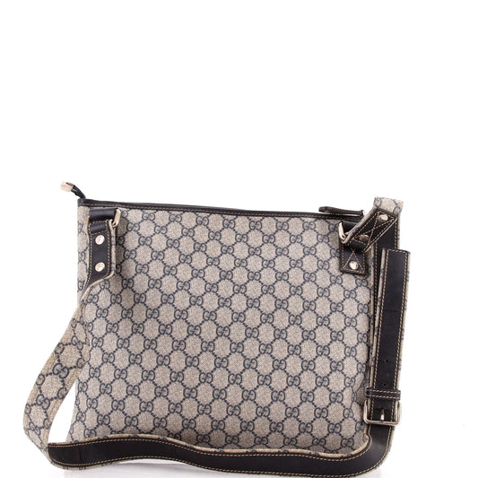 Gucci Web Loop Flat Messenger Bag in GG Coated Canvas, Large