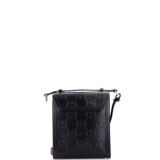 Gucci small flap crossbody bag in GG-embossed perforated leather