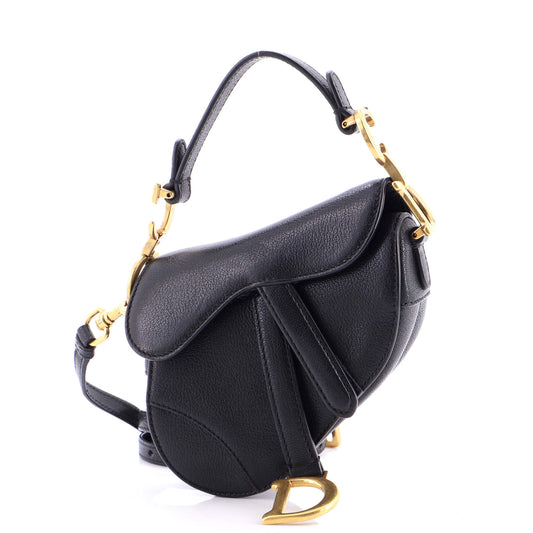 Christian Dior Saddle Handbag with Strap, Leather, Micro
