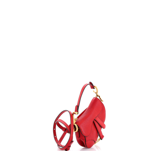 Christian Dior Saddle Handbag with Strap, Leather, Micro