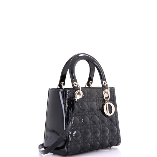 Christian Dior Lady Dior Cannage Quilted Enamel Medium Bag