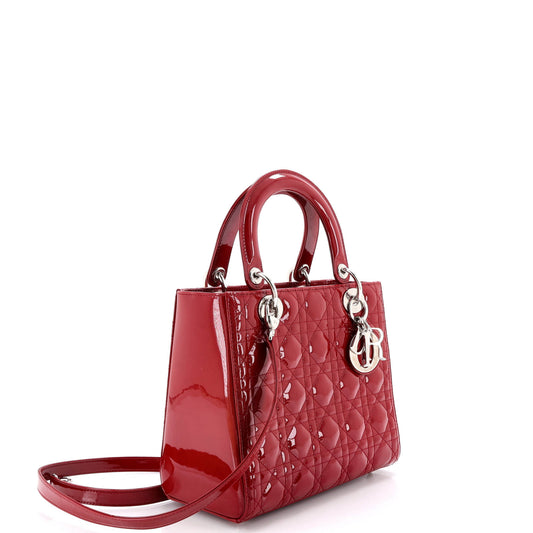 Christian Dior Lady Dior NM Cannage Quilted Patent Leather Medium Bag