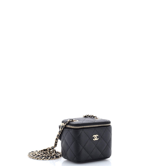 Chanel Classic Quilted Caviar Mini Vanity Case with Chain