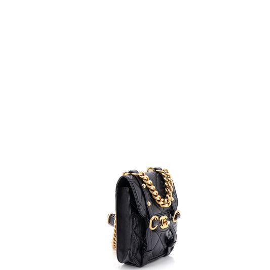 Chanel City School Mini Flap Messenger Bag in Quilted Aged Calfskin