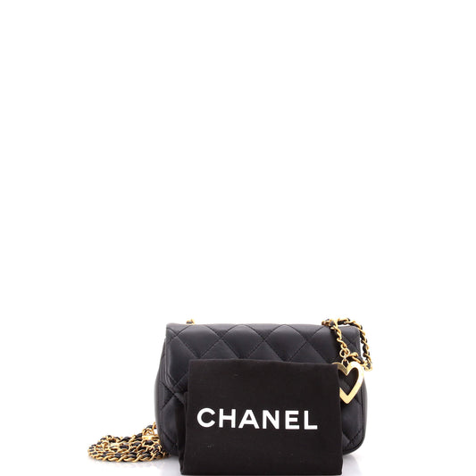 Chanel Heart Charm Flap Bag, Quilted Lambskin, Mini