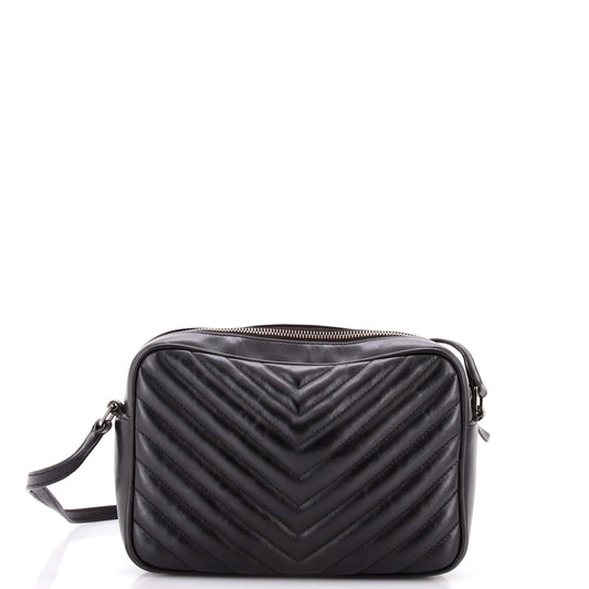 Saint Laurent Lou Small Camera Bag in Quilted Chevron Leather