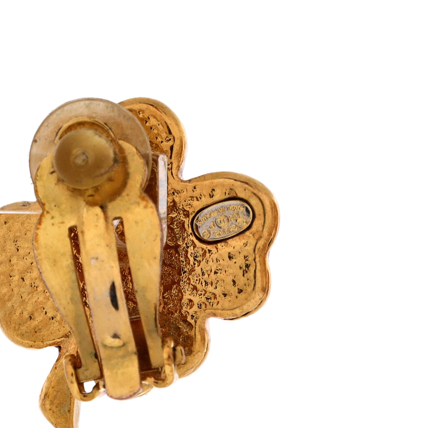 Chanel Vintage CC Clover Clip-on Earrings, Metal and Resin, Small