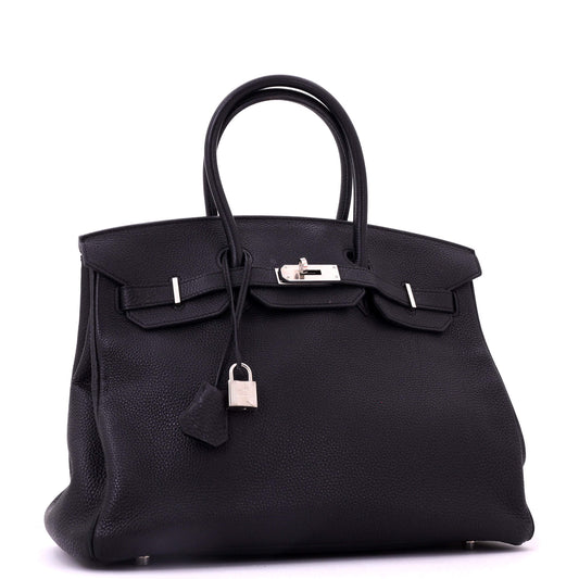 Hermès Birkin Handbag Black Togo Palladium Hardware 35