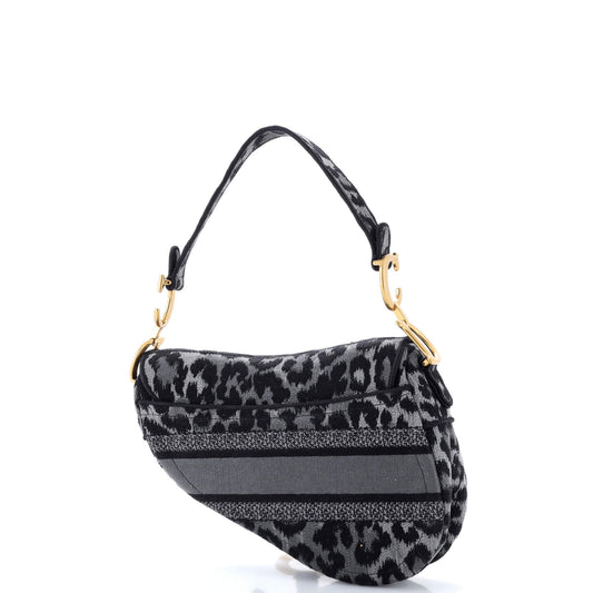 Christian Dior Mitzah Embroidered Canvas Saddle Handbag, Medium