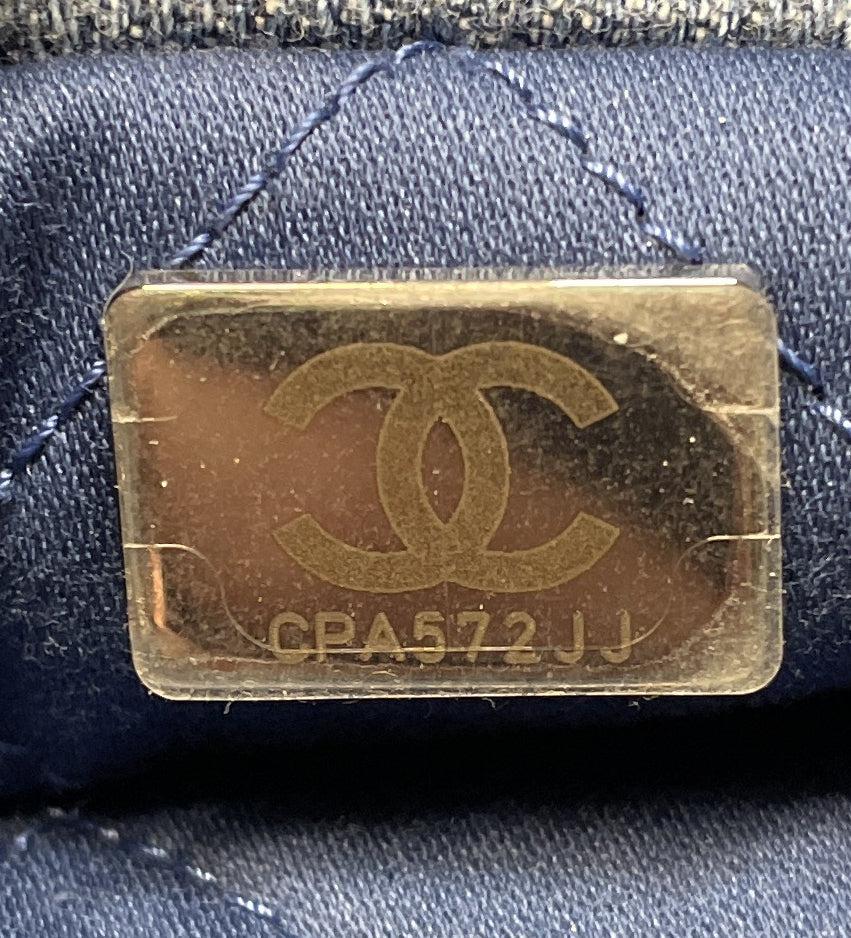 Chanel 22 Chain Hobo Quilted Stud Denim Mini