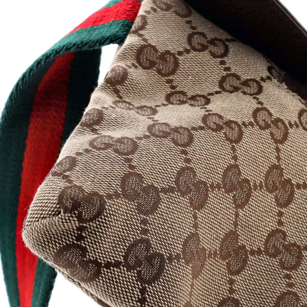 Gucci Vintage Double Belt Bag GG Canvas with Leather Small