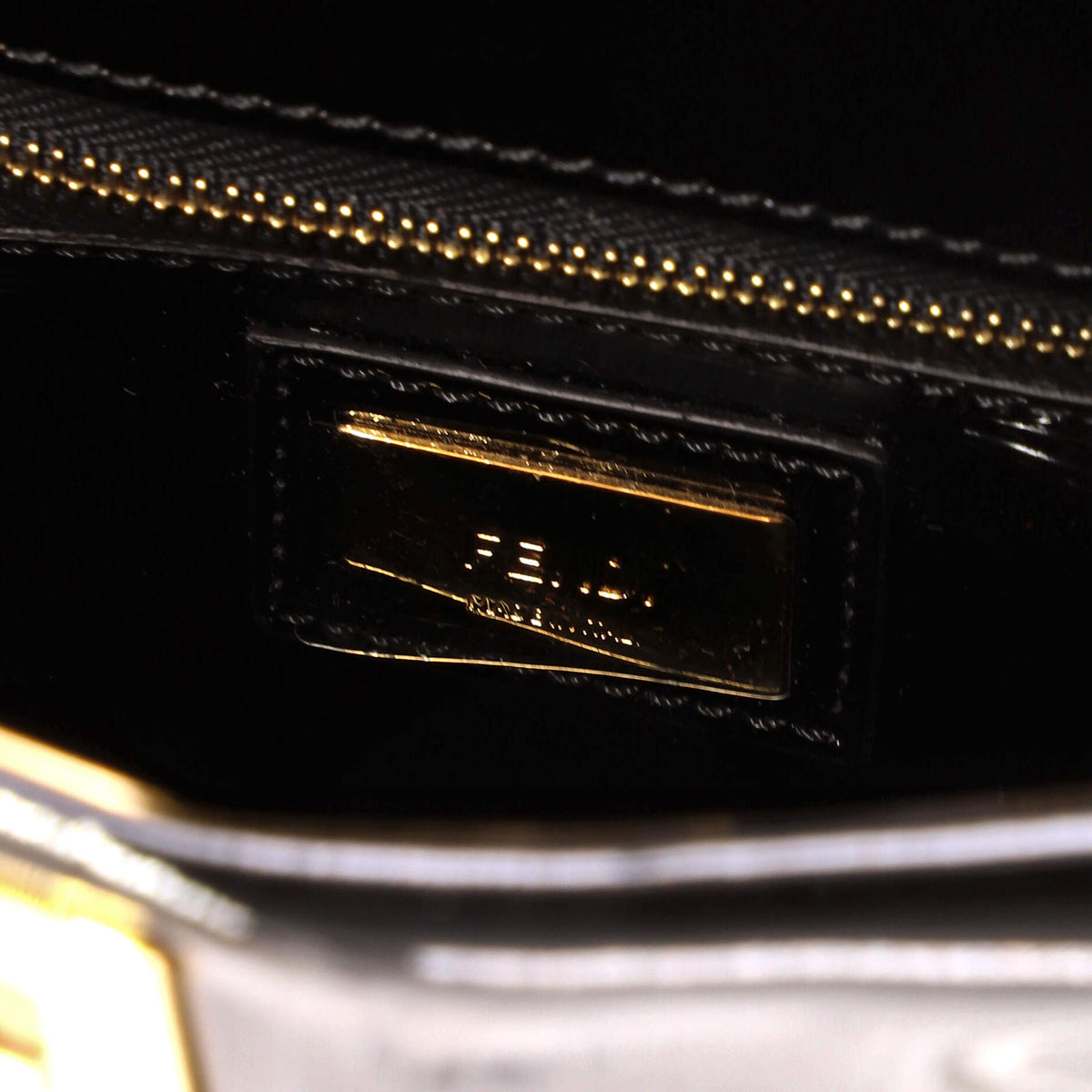 Fendi Peekaboo Defender Bag Zucca Coated Canvas and Patent Mini