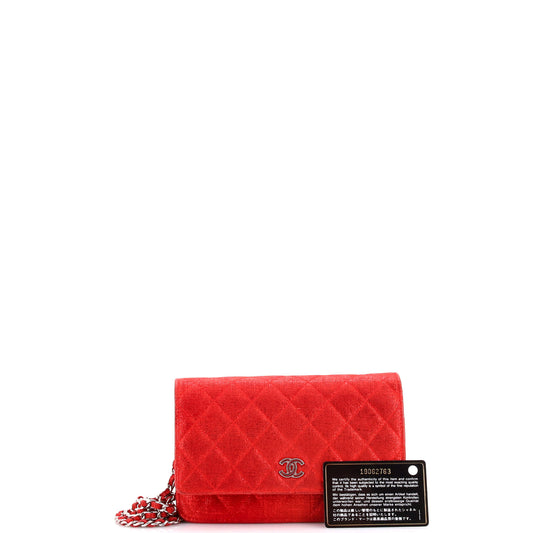 Chanel Wallet on Chain Quilted Glitter Fabric