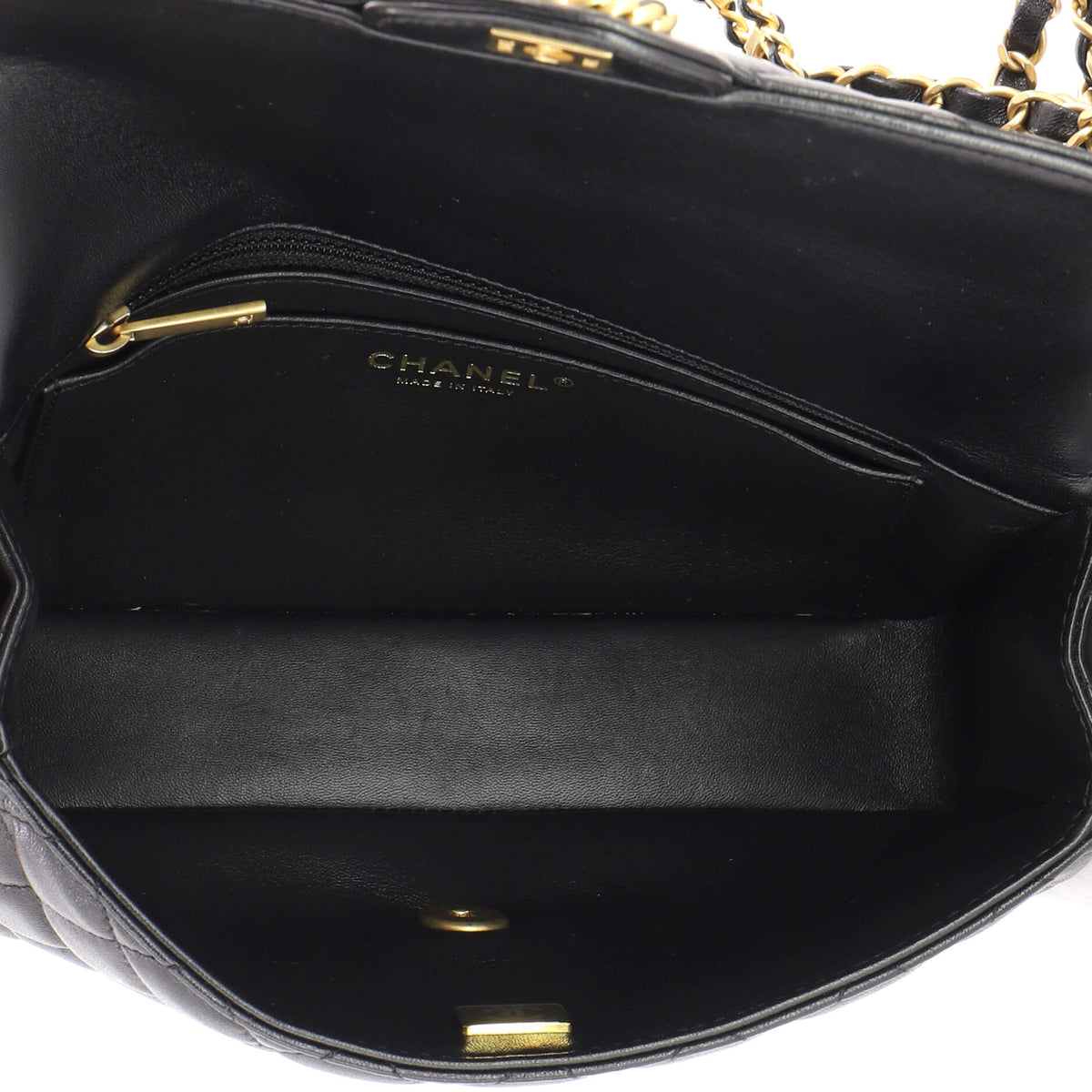 Chanel Strass On Top Logo Flap Bag Quilted Lambskin Small