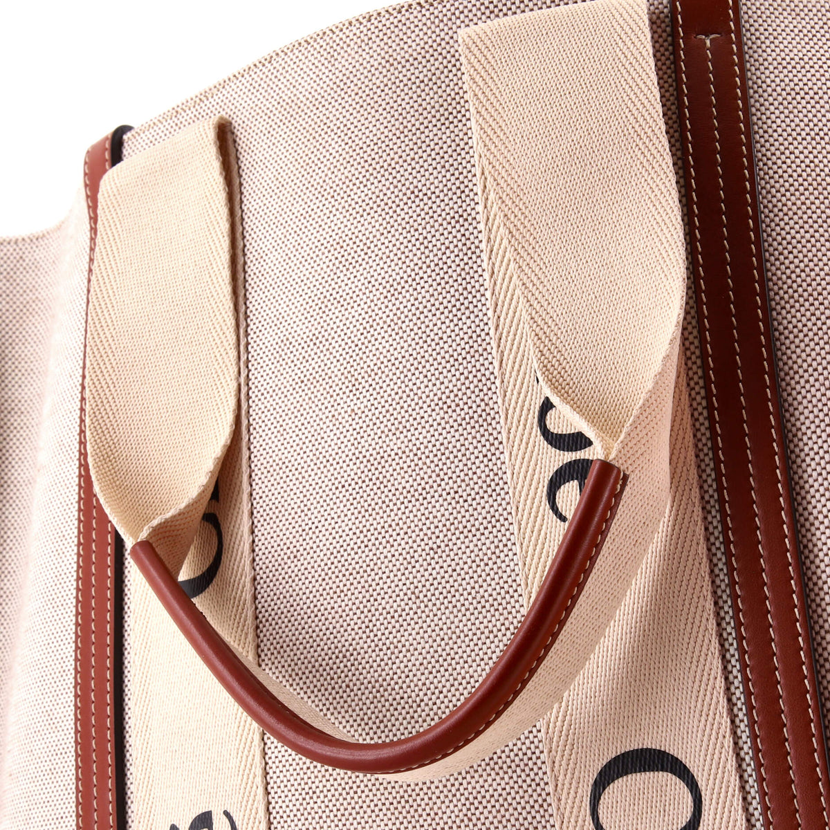 Chloe Woody Tote Canvas with Leather Large
